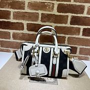 	 BAGSAAA GUCCI GG CANVAS AND SMOOTH LEATHER MINI HANDBAG IN WHITE - 22*15*11CM - 2