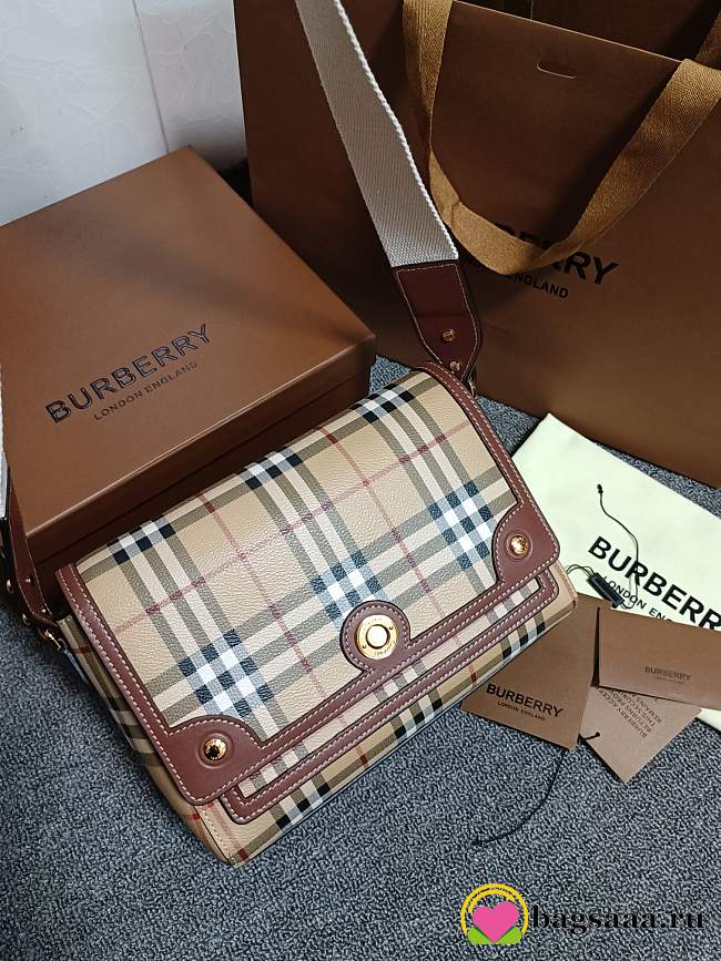 	 Bagsaaa Burberry Check E - Canvas Crossbody Bag Brown - 25*8.5*18cm - 1