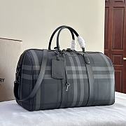 	 Bagsaaa Burberry Boston TRavel Bag With Check E - Canavs In Grey - 49*25*28cm - 5