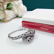 Bagsaaa Cartier panther silver crystal bracelet - 3