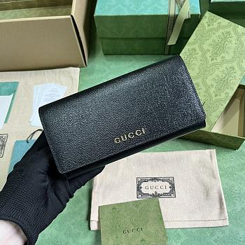 Bagsaaa Gucci Continental Wallet With Gucci Script Black - 19x 10x 3.5cm