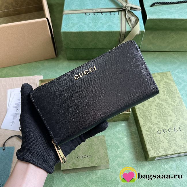 	 Bagsaaa Gucci Zippy Wallet With Gucci Script Black - W20cm x H12.5cm x D4cm - 1