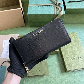 	 Bagsaaa Gucci Zippy Wallet With Gucci Script Black - W20cm x H12.5cm x D4cm