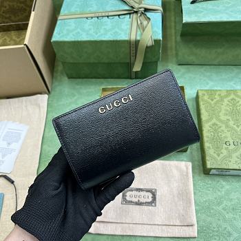 Bagsaaa Gucci Zip Around Wallet With Script Black - W18.5cm x H14cm x D3cm