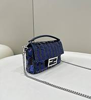 Bagsaaa Fendi Mini Baguette Dark and mid blue sequin bag - 4