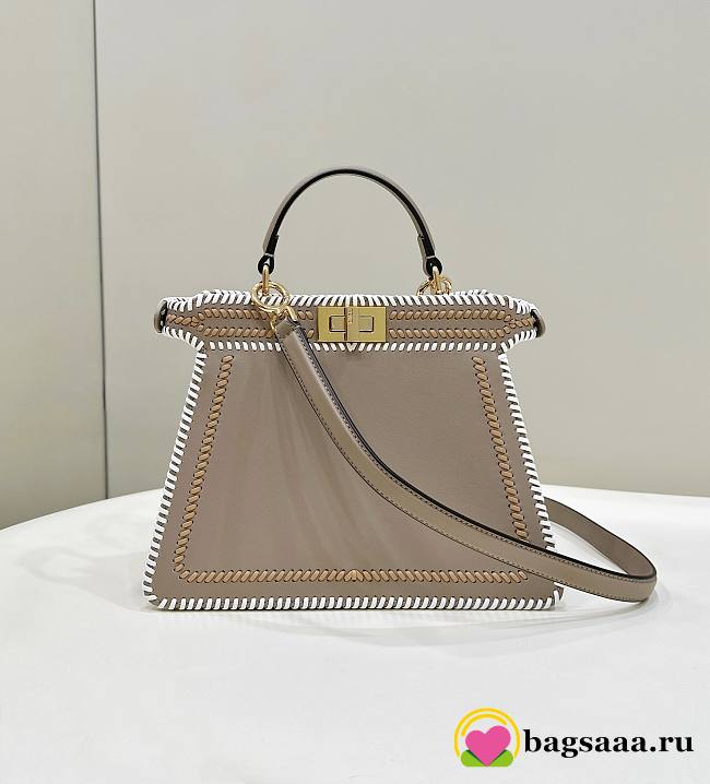 Bagsaaa Fendi Peekaboo ISeeU Small Dove grey leather bag with contrasting threaded feature - 1