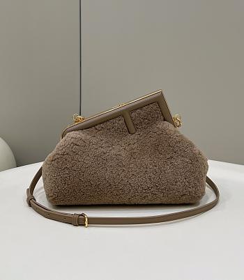 	 Bagsaaa Fendi First Brown Shearling Bag - 26*9.5*18cm