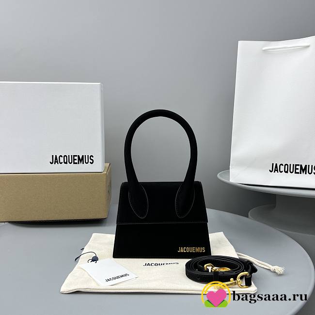 	 Bagsaaa Jacuqemus Le Chiquito Moyen Bag In Black Velvet 18*15.5*8CM - 1