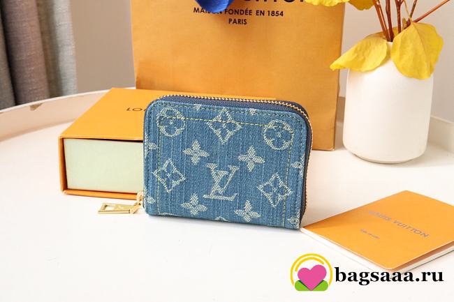 	 Bagsaaa Louis Vuitton Zippy Coin Purse Monogram Denim - 11*8.5*2cm - 1