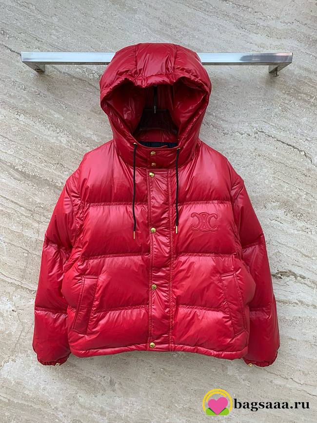 Bagsaaa Celine Down Jacket In Red With Removable  Sleeves - 1