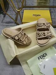 Bagsaaa Fendi Feel FF chenille slides in beige - 6