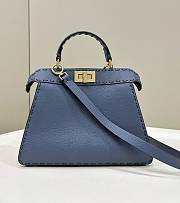 Bagsaaa Fendi Peekaboo ISeeU Small Midnight blue Selleria bag with oversized topstitching - 1
