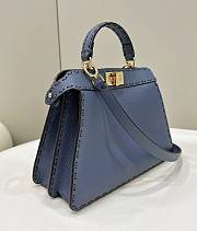 Bagsaaa Fendi Peekaboo ISeeU Small Midnight blue Selleria bag with oversized topstitching - 4