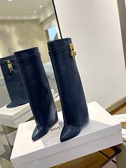 	 Bagsaaa Givenchy Shark Lock Ankle Long Boots in leather dark blue with gold hardware - 5