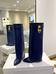 	 Bagsaaa Givenchy Shark Lock Ankle Long Boots in leather dark blue with gold hardware - 4