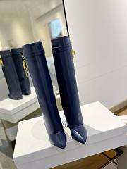 	 Bagsaaa Givenchy Shark Lock Ankle Long Boots in leather dark blue with gold hardware - 3