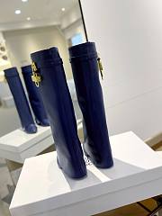 	 Bagsaaa Givenchy Shark Lock Ankle Long Boots in leather dark blue with gold hardware - 2