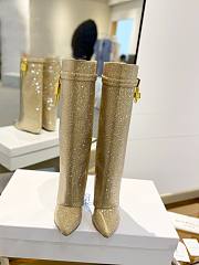 Bagsaaa Givenchy Shark Lock Ankle Long Boots in gold crystal - 6