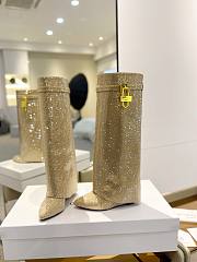 Bagsaaa Givenchy Shark Lock Ankle Long Boots in gold crystal - 3