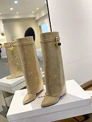 Bagsaaa Givenchy Shark Lock Ankle Long Boots in gold crystal - 2