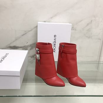 Bagsaaa Givenchy Shark Lock Ankle Short Boots in red leather