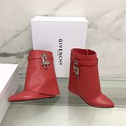 Bagsaaa Givenchy Shark Lock Ankle Short Boots in red leather - 5