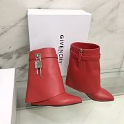 Bagsaaa Givenchy Shark Lock Ankle Short Boots in red leather - 3