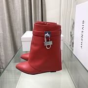 Bagsaaa Givenchy Shark Lock Ankle Short Boots in red leather - 2