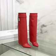	 Bagsaaa Givenchy Shark Lock Ankle Long Boots in red leather - 1