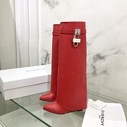 	 Bagsaaa Givenchy Shark Lock Ankle Long Boots in red leather - 4