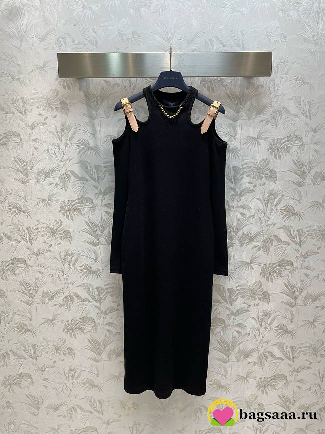 Bagsaaa Louis Vuitton Crew Neck Midi Length Dress - 1