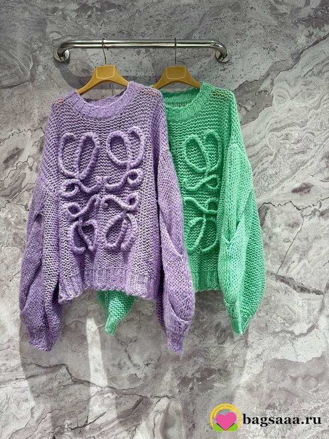 Bagsaa Loewe Anagram-pattern Dropped-shoulder Wool-blend Knitted Sweater  - 1