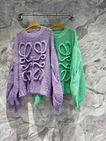 Bagsaa Loewe Anagram-pattern Dropped-shoulder Wool-blend Knitted Sweater 