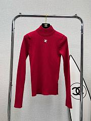 Bagsaaa Chanel Ribbed-knit mockneck sweater in red - 1
