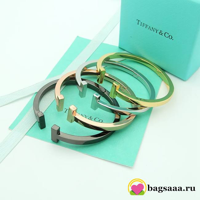 Bagsaaa Tiffany & Co Stainless Steel T Square Bangle Cuff Bracelet - 1