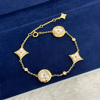 Bagsaaa Louis Vuitton 18K Monogram Diamond & Mother Of Pearl Bracelet