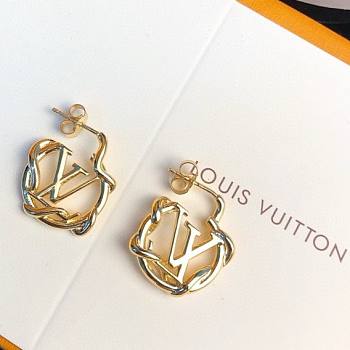Bagsaaa Louis Vuitton Logo Stud Earrings Hoops