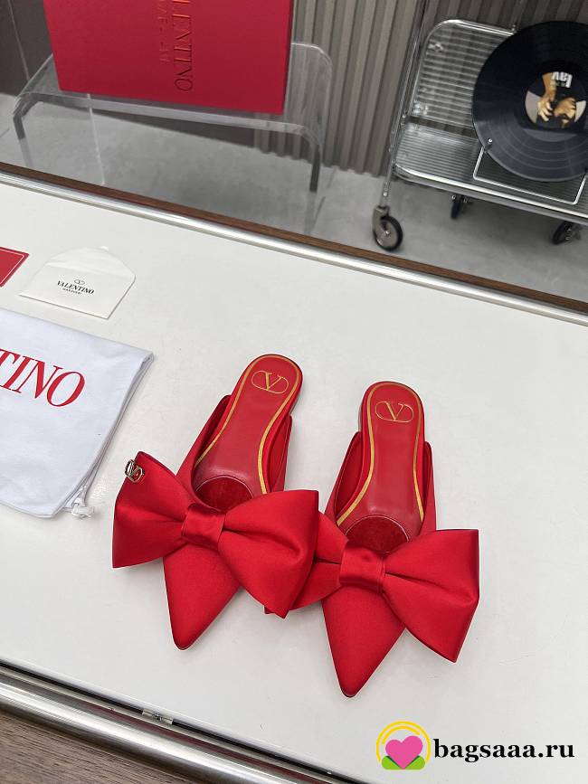 	 Bagsaaa Valentino Bow Red Mules - 1