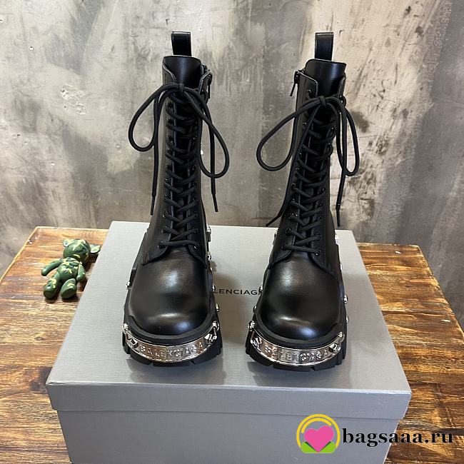 Bagsaaa Balenciaga Black Leather Bulldozer Boot - 1