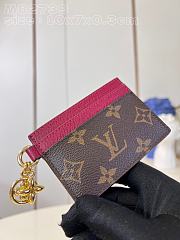 Bagsaaa Louis Vuitton Charms Monogram Canvas Burgundy Card Holder - 1