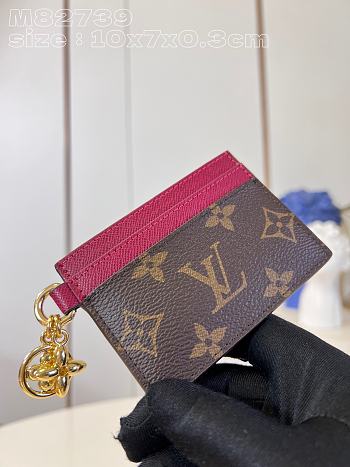 Bagsaaa Louis Vuitton Charms Monogram Canvas Burgundy Card Holder