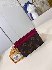 Bagsaaa Louis Vuitton Charms Monogram Canvas Burgundy Card Holder - 5