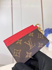 	 Bagsaaa Louis Vuitton Charms Monogram Canvas Red Card Holder - 1