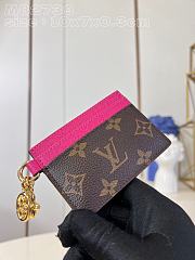 	 Bagsaaa Louis Vuitton Charms Monogram Canvas Pink Card Holder - 1