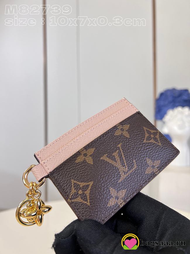 	 Bagsaaa Louis Vuitton Charms Monogram Canvas Light Pink Card Holder - 1