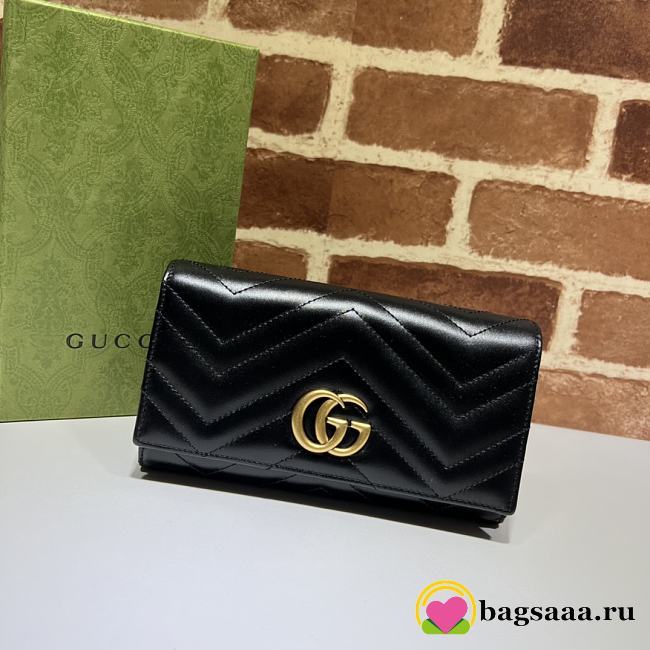 Bagsaaa Gucci Marmont Long Wallet in black - 19*10.5*3CM - 1