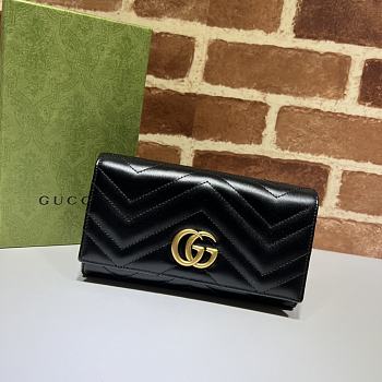 Bagsaaa Gucci Marmont Long Wallet in black - 19*10.5*3CM