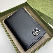 Bagsaaa Gucci GG Marmont card case in black smooth leather -7*10.5CM - 1