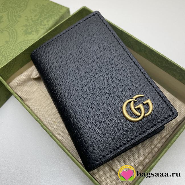 	 Bagsaaa Gucci GG Marmont card case in black leather -7*10.5CM - 1