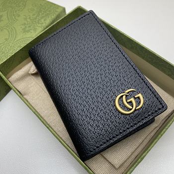 	 Bagsaaa Gucci GG Marmont card case in black leather -7*10.5CM